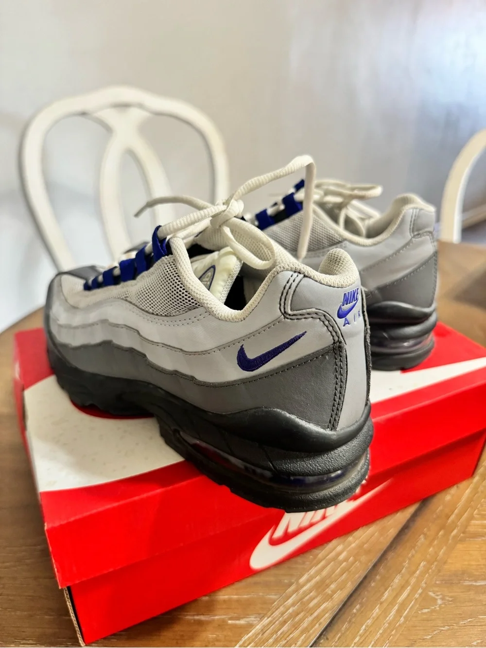 Nike Kids Sneakers White Gray Blue Accents